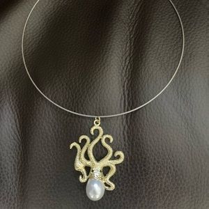 Pearl embellished octopus necklace